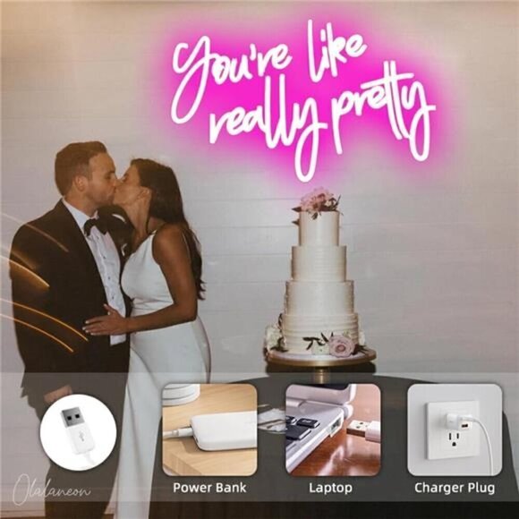 You Are Like Really Pretty Neon Sign Pink Room Decor LED Wall Decor Bedroom NEW - Picture 6 of 7